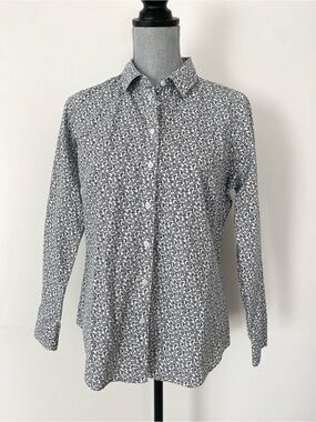 Pure Collection Black & White Paisley Cotton Shirt Sz 6 / S Preppy Chic Office